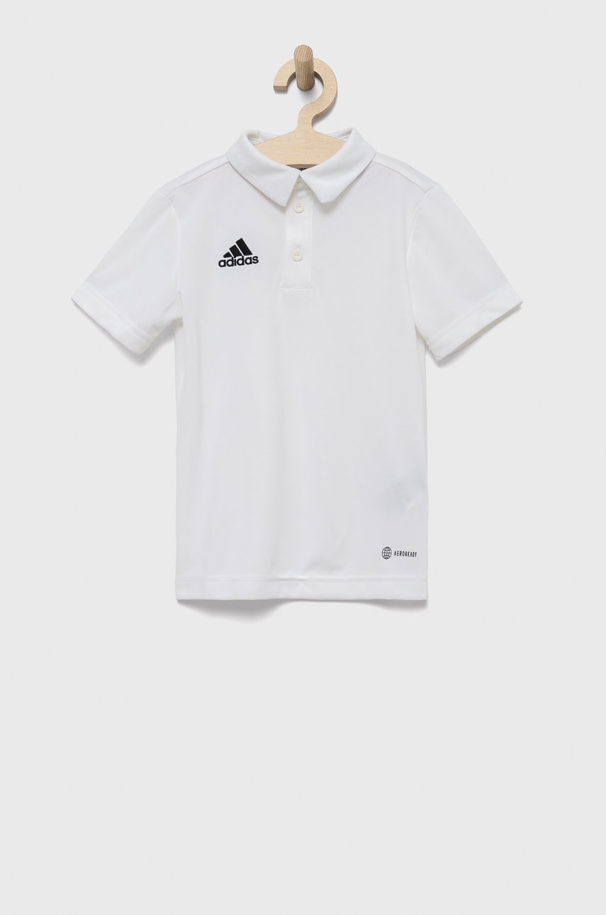 Adidas performance tricou polo copii culoarea alb, neted