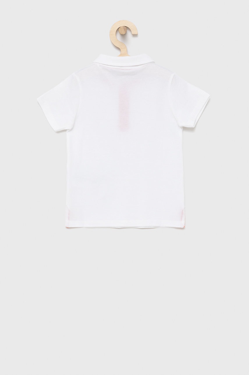 Дитяче бавовняне поло Guess колір білий однотонний Дитяче бавовняне поло Guess колір білий однотонний