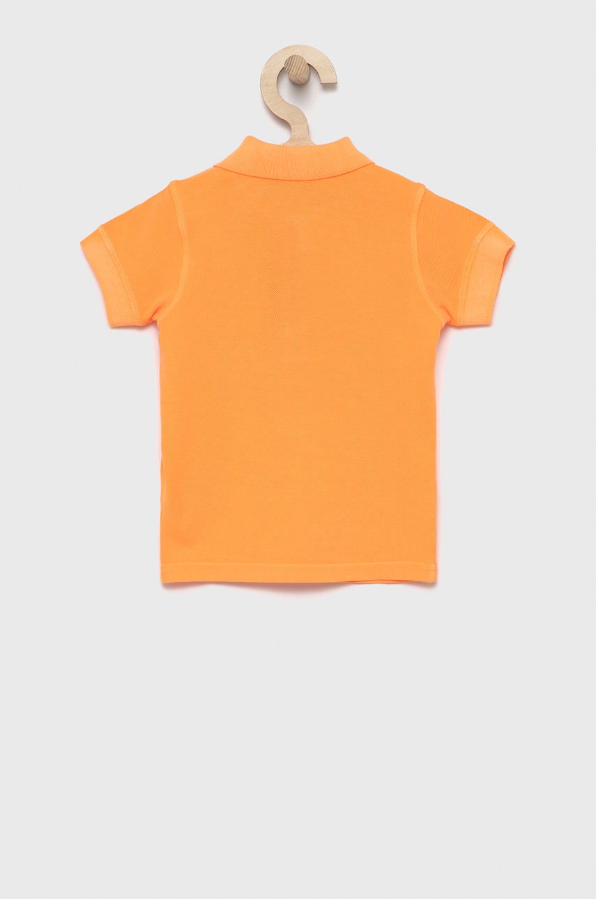 

Детское хлопковое поло United Colors of Benetton цвет оранжевый гладкий