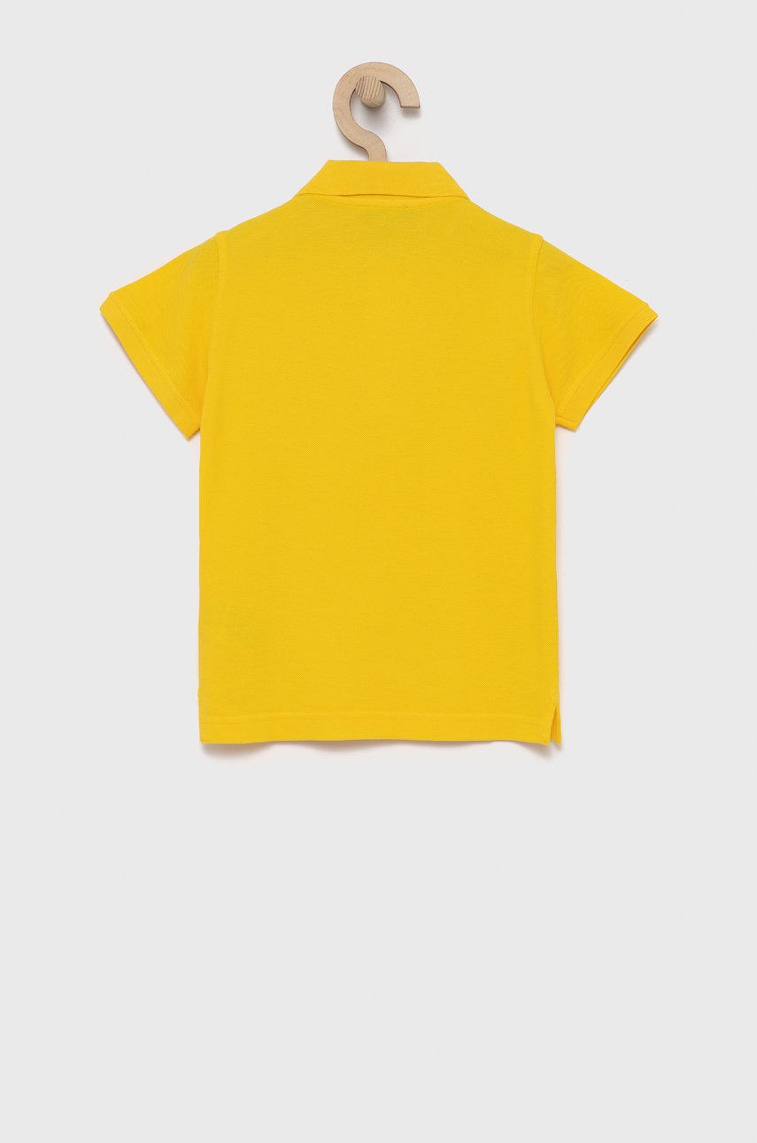 

Дитяче бавовняне поло United Colors of Benetton колір жовтий гладкий