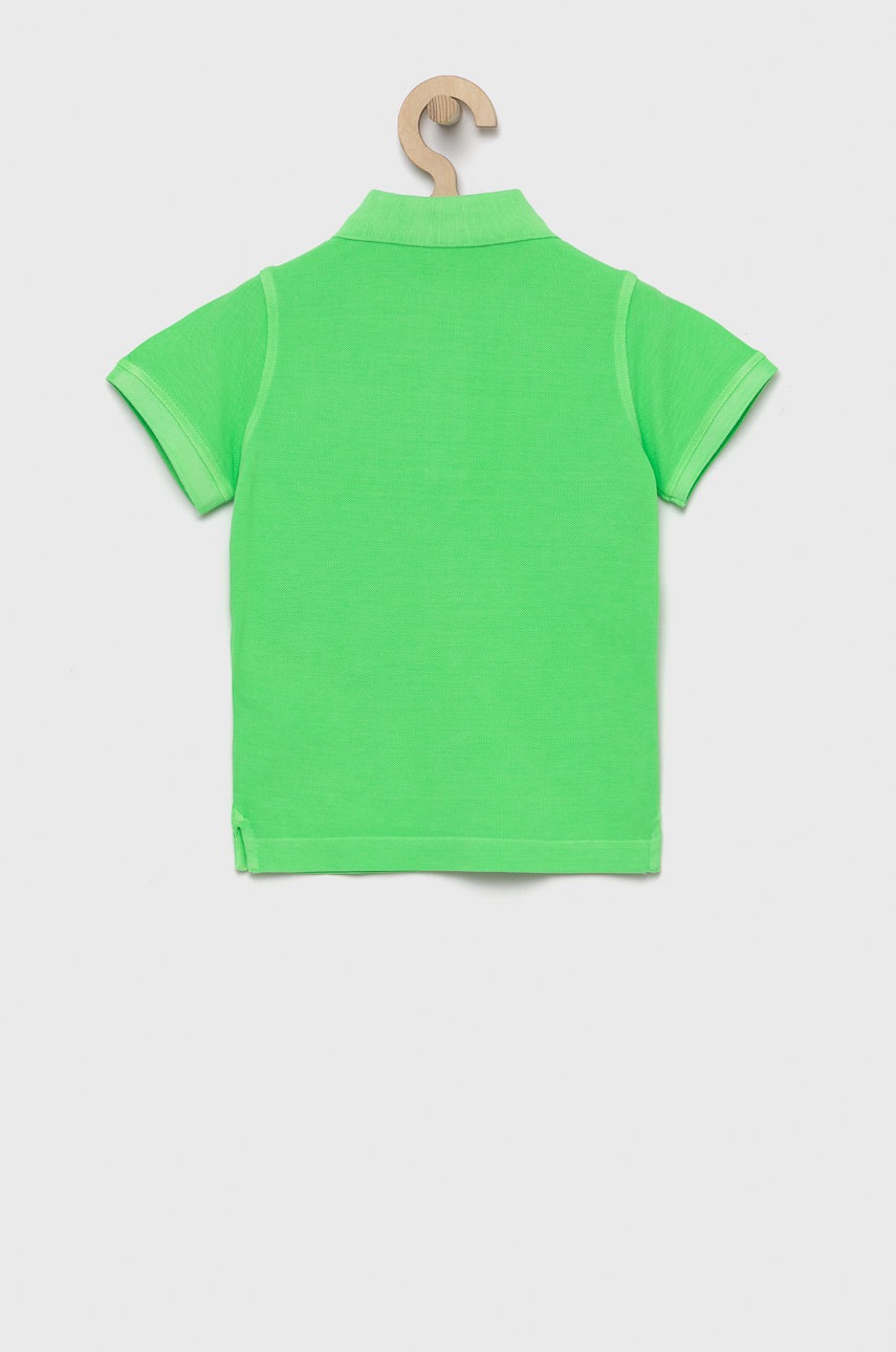 

Дитяче бавовняне поло United Colors of Benetton колір зелений гладкий