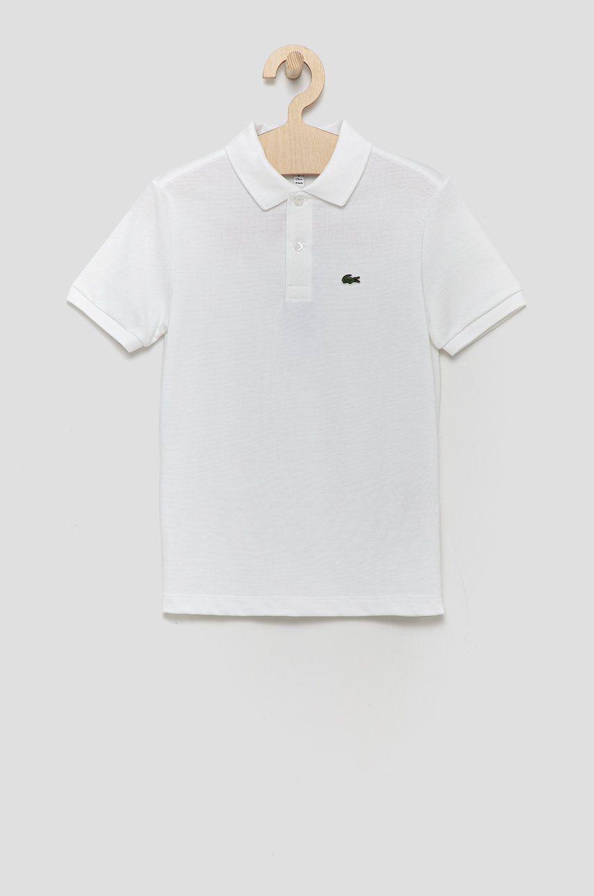 Lacoste tricouri polo din bumbac pentru copii culoarea alb, neted 2023 ❤️ Pret Super answear imagine noua 2022