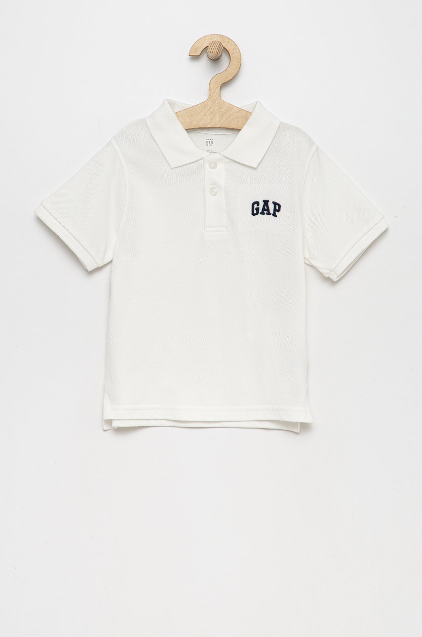 Gap polo de bumbac culoarea alb, neted