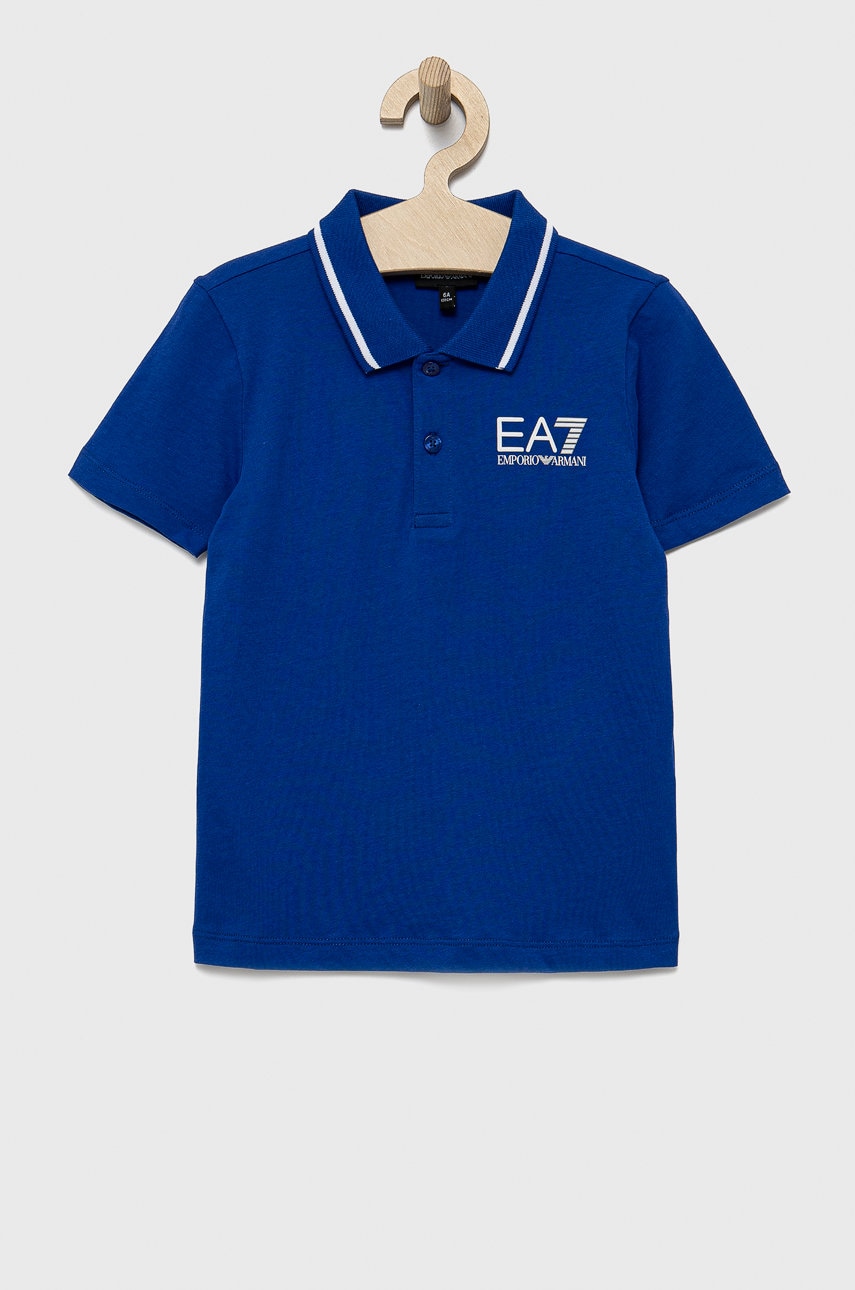 Ea7 emporio armani tricouri polo din bumbac pentru copii cu imprimeu