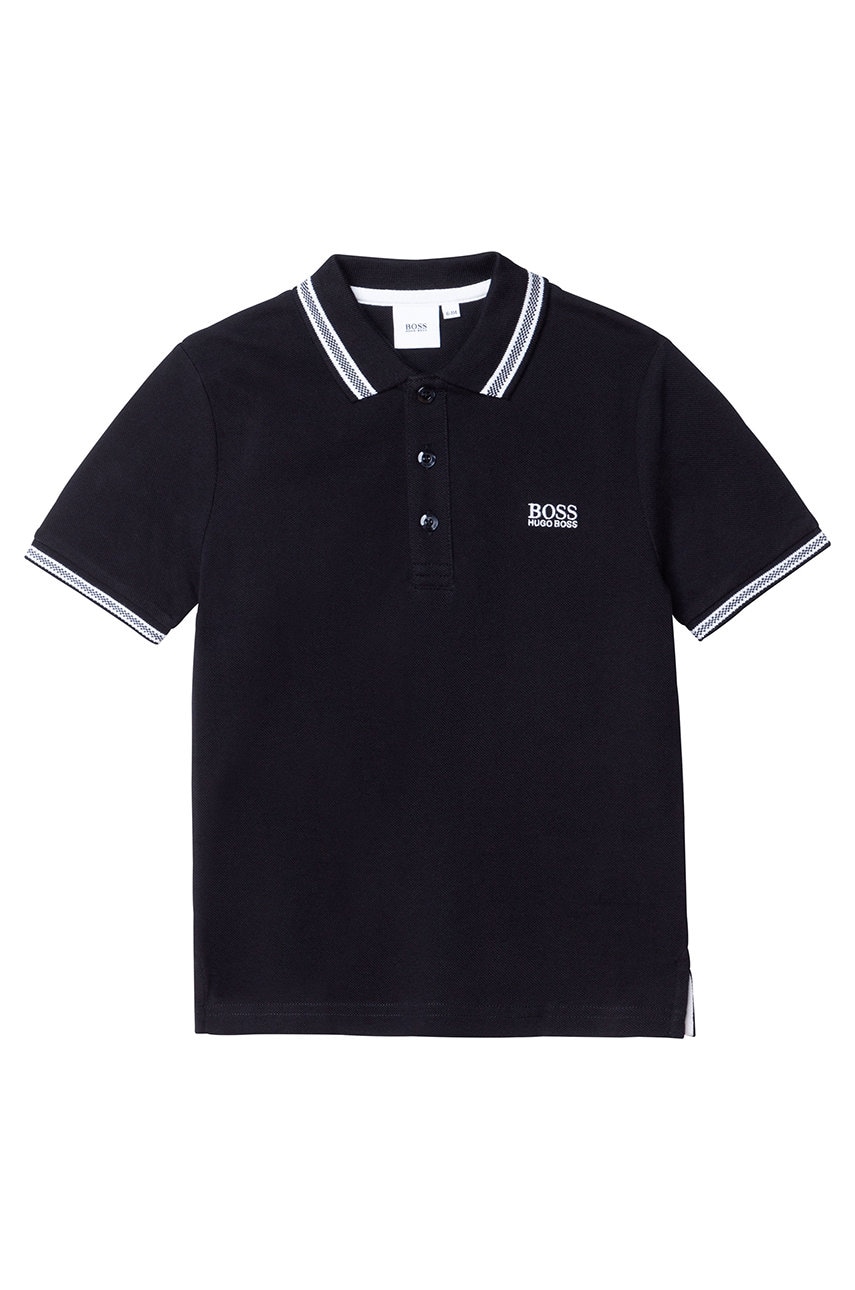 Boss tricouri polo din bumbac pentru copii culoarea negru, neted