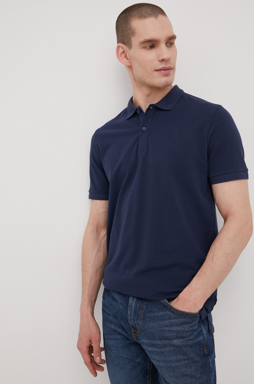 

Памучна тениска с яка Only & Sons в тъмносиньо с изчистен дизайн, Тъмносин