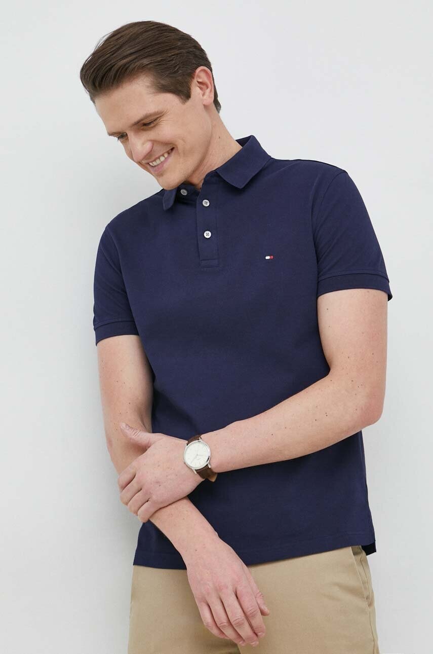 

Поло Tommy Hilfiger чоловіче колір чорний однотонне