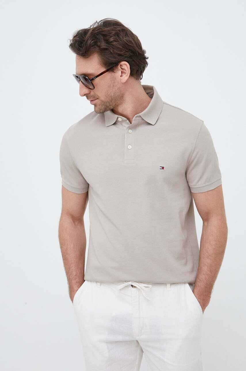 

Поло Tommy Hilfiger чоловічий колір сірий однотонний