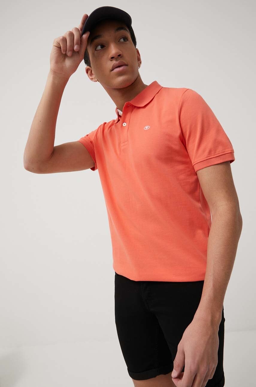 Tom tailor polo de bumbac culoarea portocaliu, neted