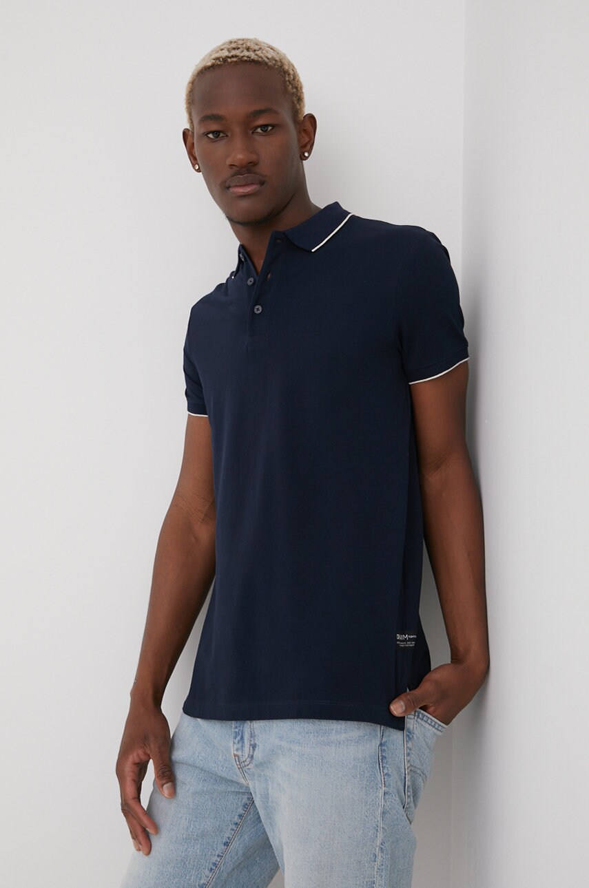 Tom tailor polo de bumbac culoarea albastru marin, neted