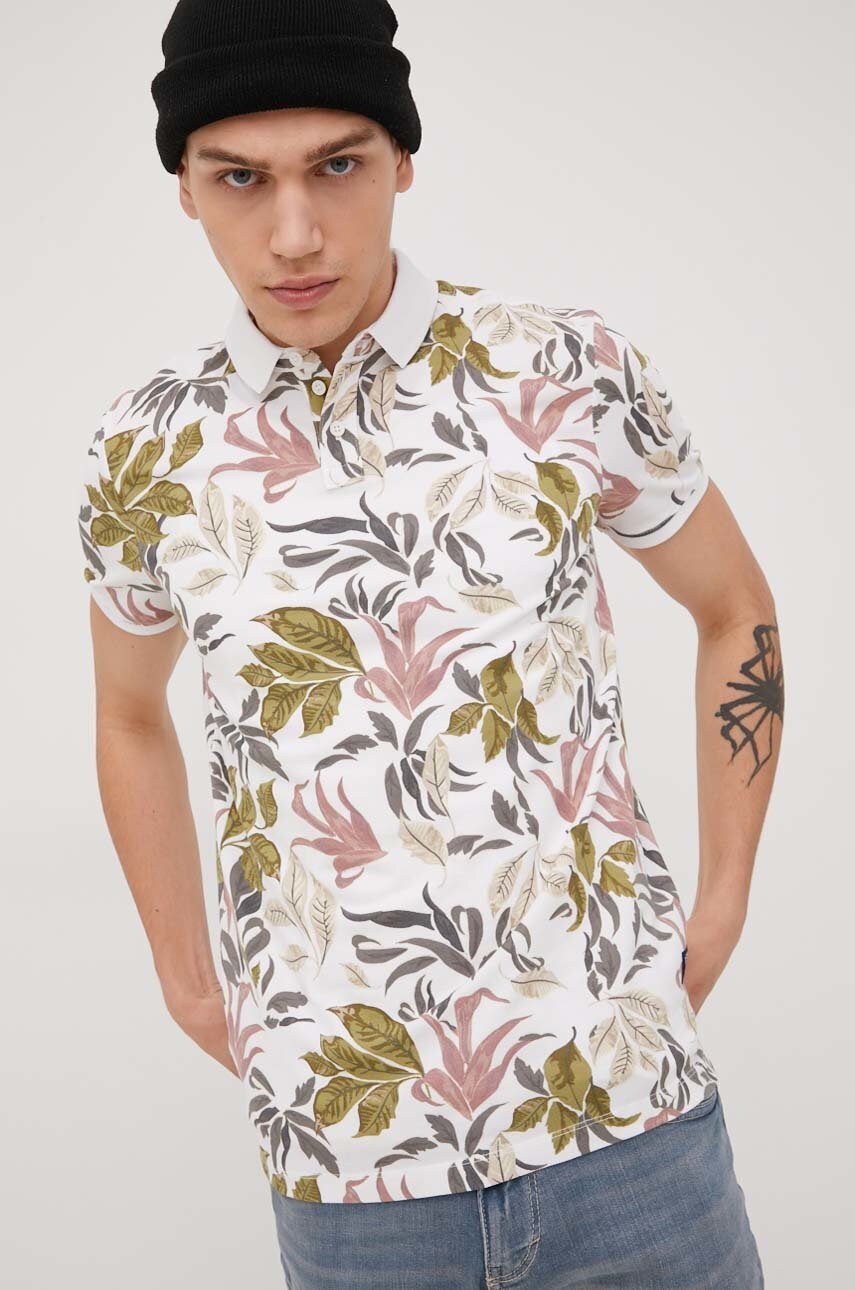 Tom tailor polo de bumbac culoarea alb, modelator