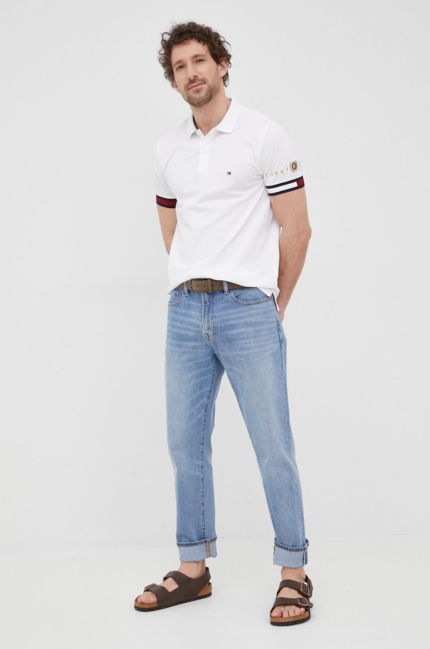 

Хлопковое поло Tommy Hilfiger Icon цвет белый с аппликацией