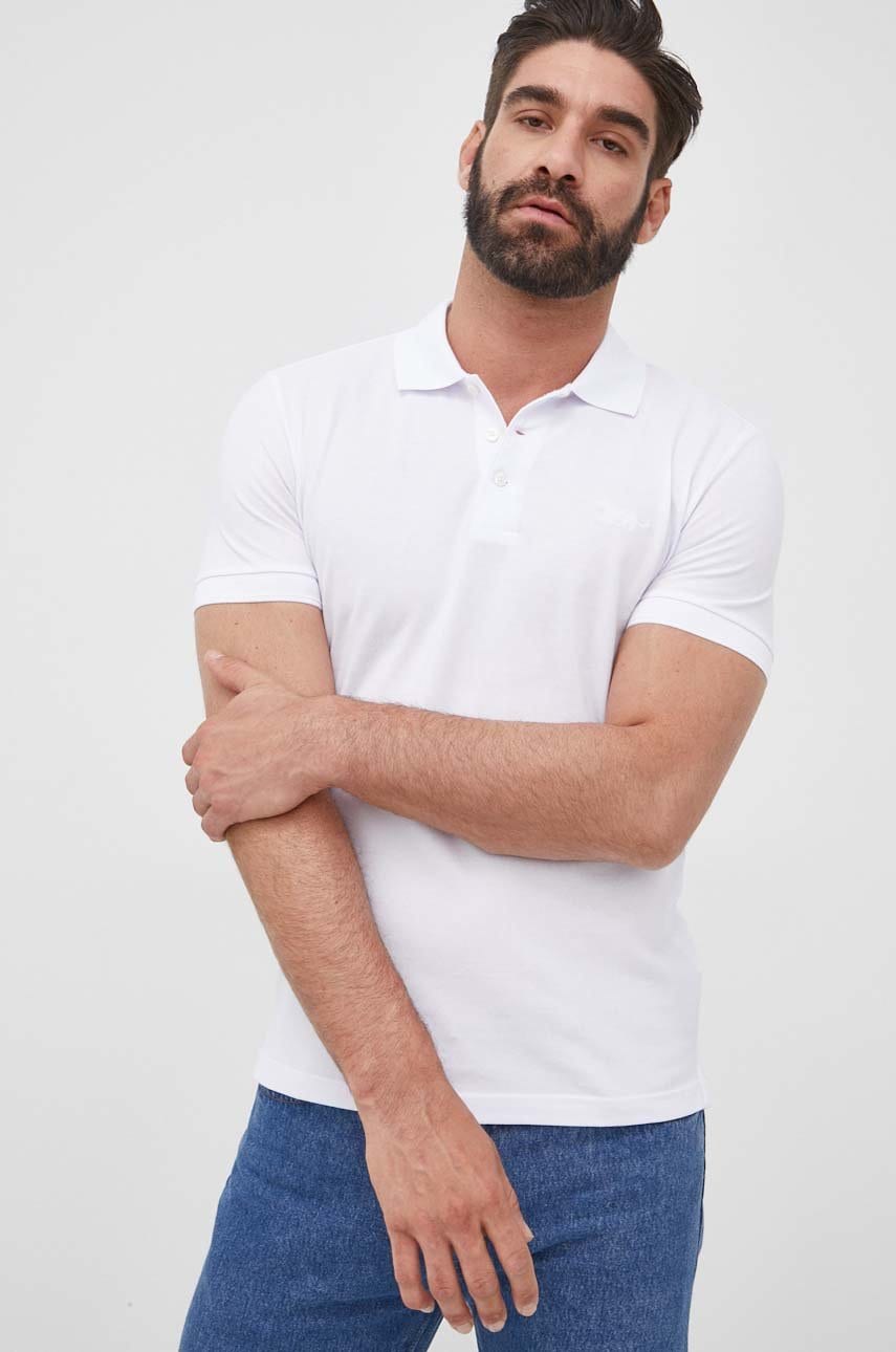 Tiger of sweden polo de bumbac culoarea alb, neted