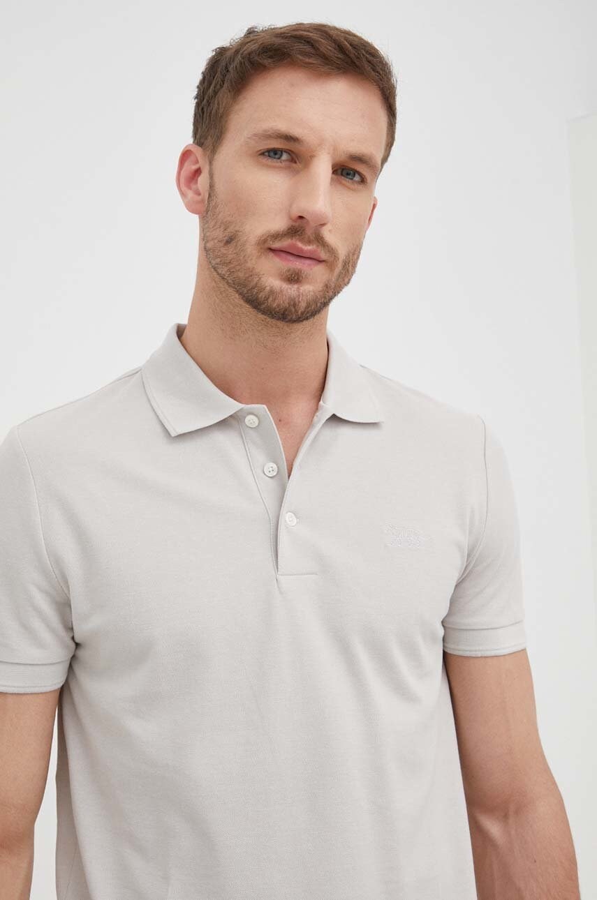 Tiger of sweden polo de bumbac culoarea gri, neted
