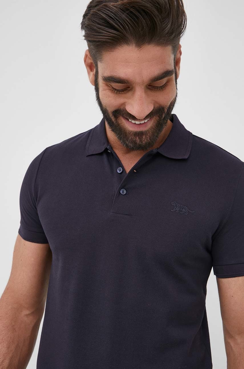 Tiger of sweden polo de bumbac culoarea albastru marin, neted
