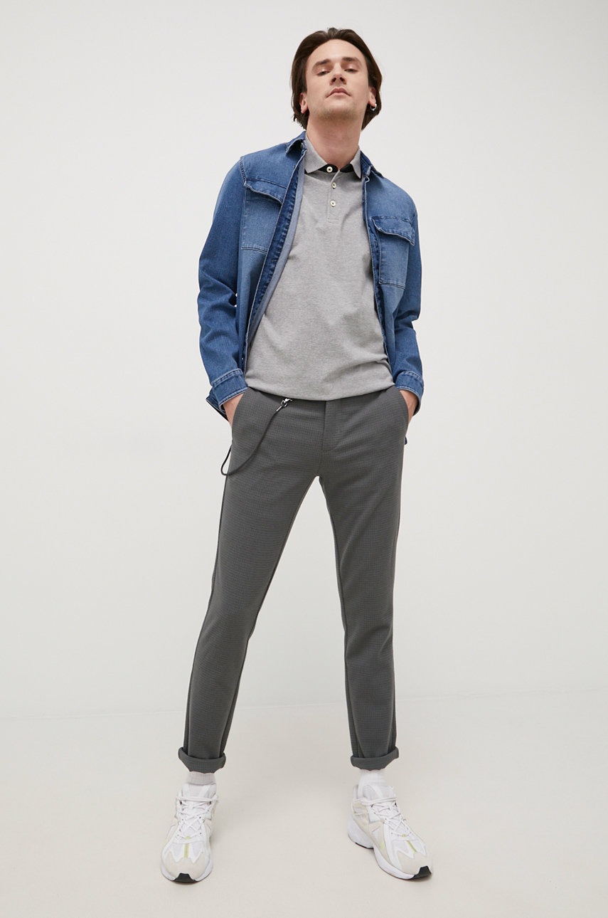 

Поло Produkt by Jack & Jones чоловічий колір сірий меланж