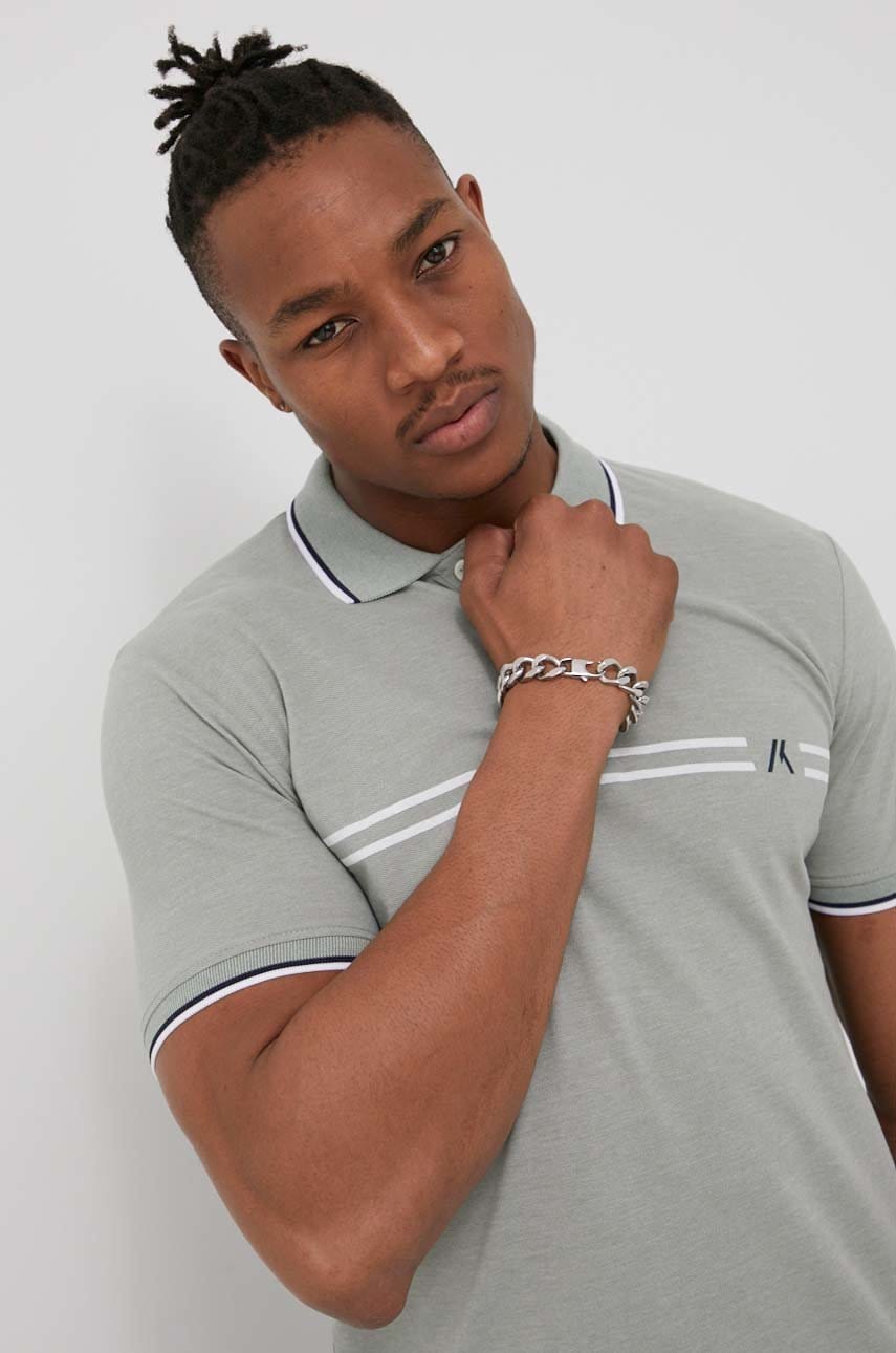 Produkt by jack & jones tricou polo barbati, culoarea verde, cu imprimeu