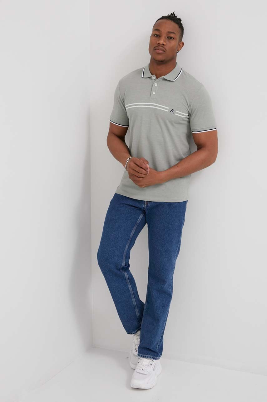 

Поло Produkt by Jack & Jones мужской цвет зелёный с принтом