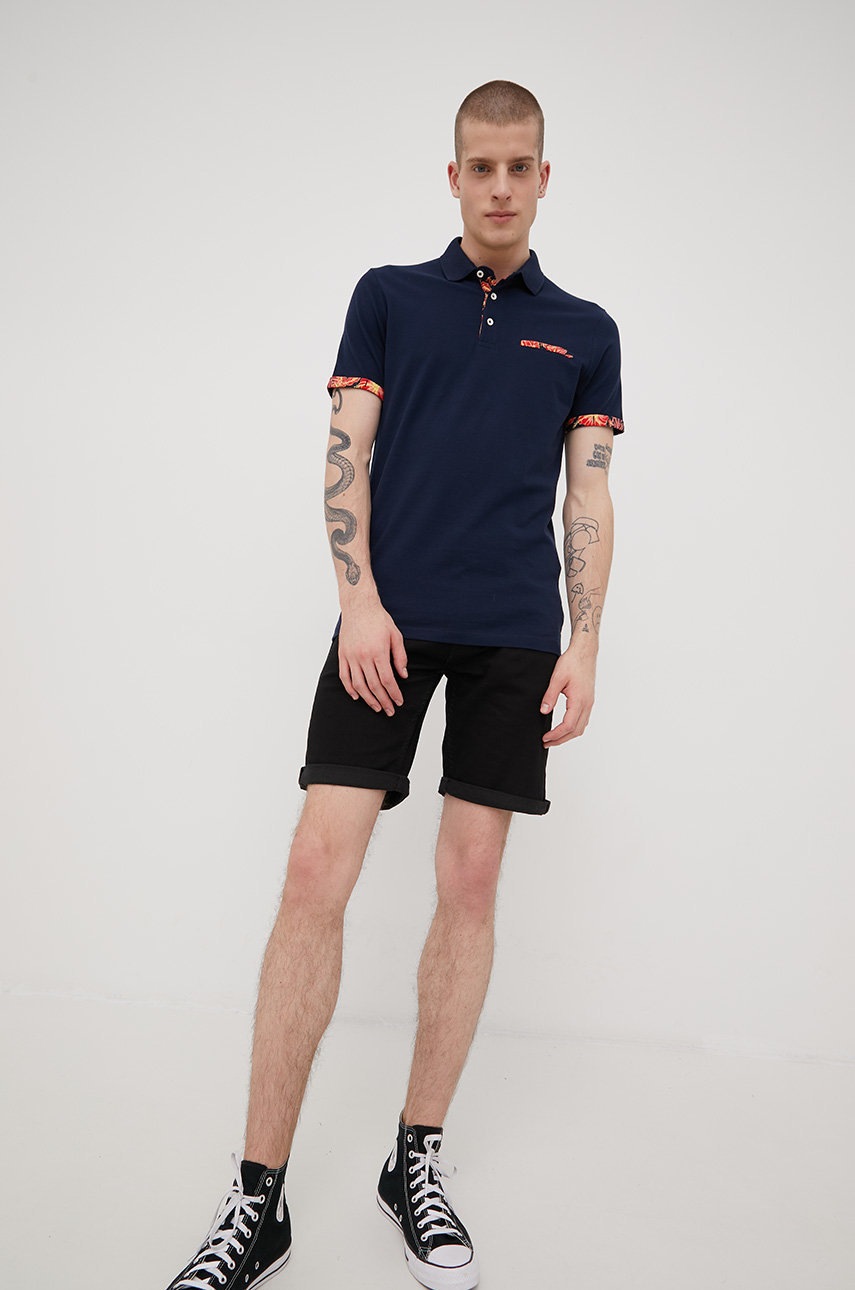 

Бавовняне поло Produkt by Jack & Jones колір синій з аплікацією