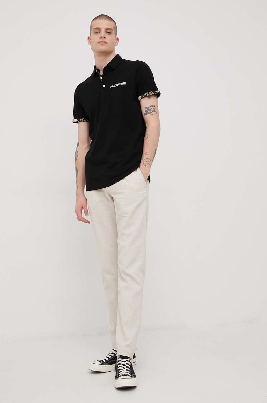

Бавовняне поло Produkt by Jack & Jones колір чорний однотонний