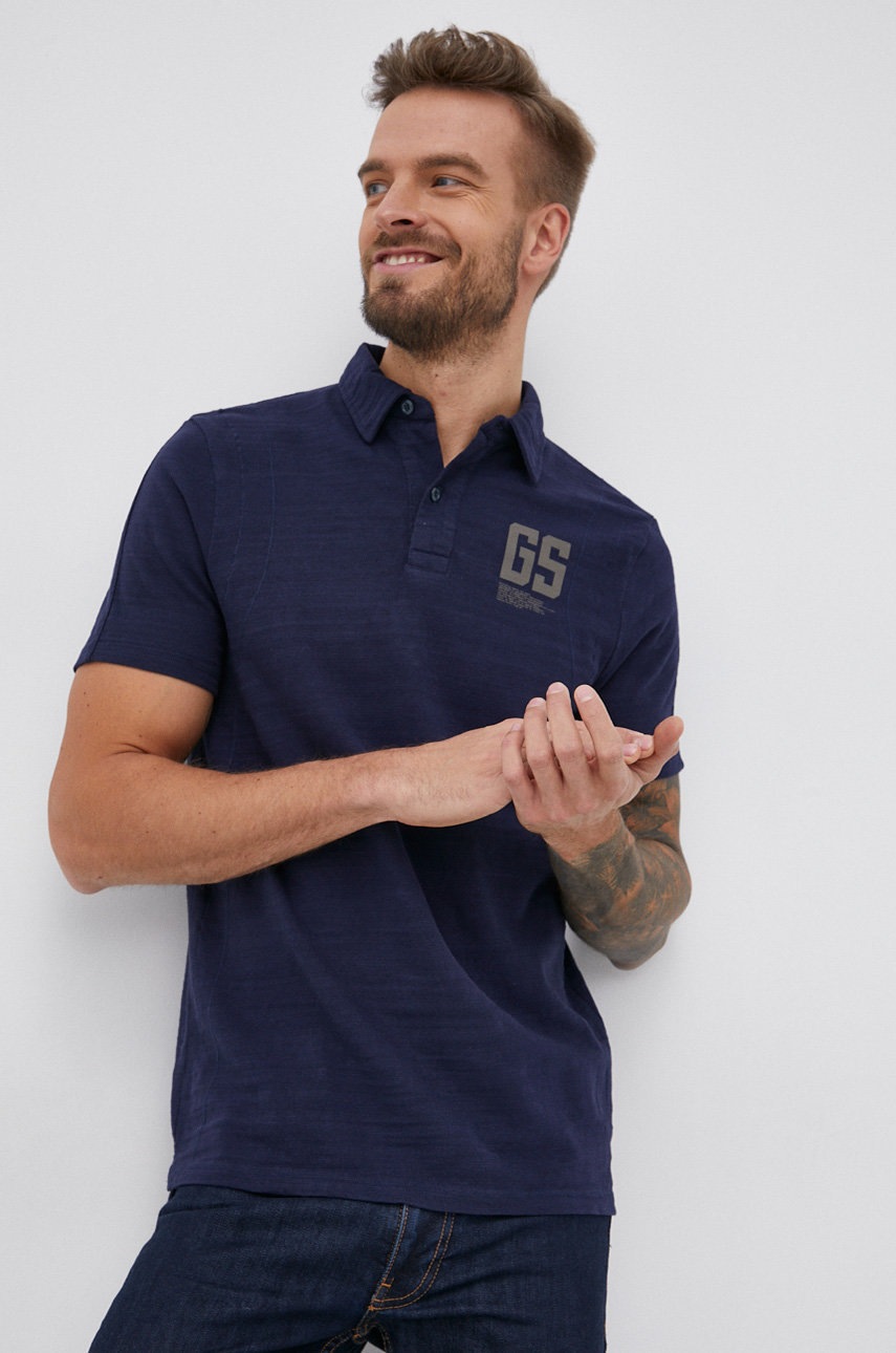 

Бавовняне поло G-Star Raw колір синій гладкий