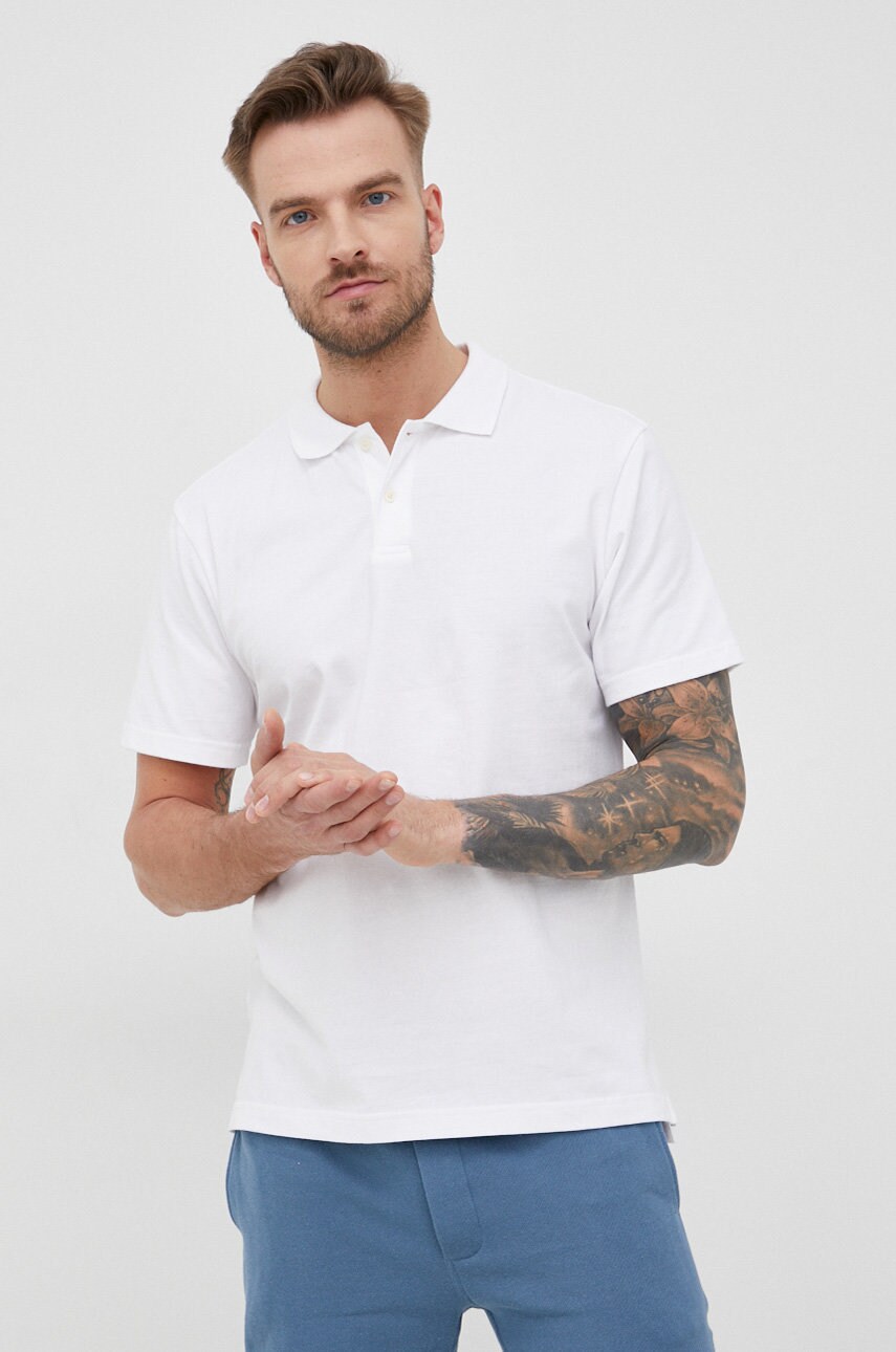 Gap polo de bumbac culoarea alb, neted