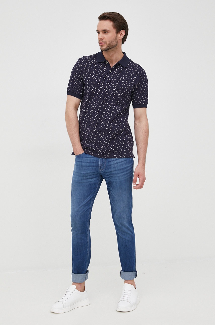 

Хлопковое поло Scotch & Soda цвет синий узорный