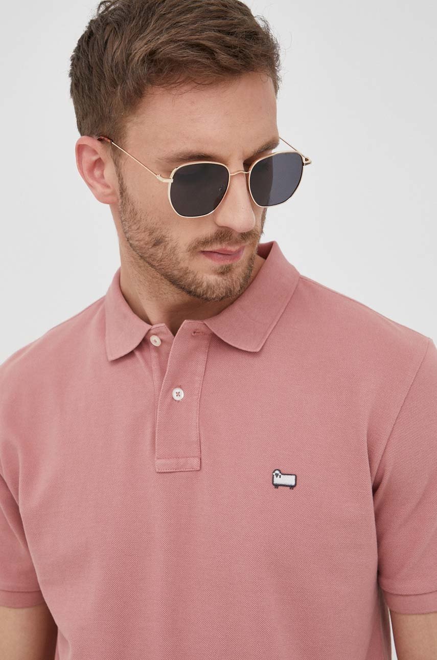 Woolrich polo de bumbac culoarea roz, neted