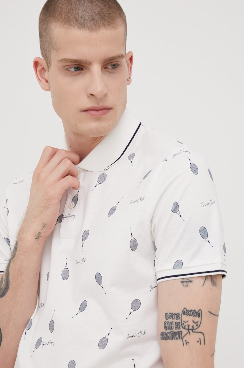 Jack & jones tricou polo barbati, culoarea alb, modelator