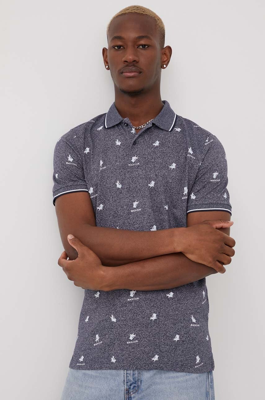 Jack & jones tricou polo barbati, culoarea albastru marin, cu imprimeu