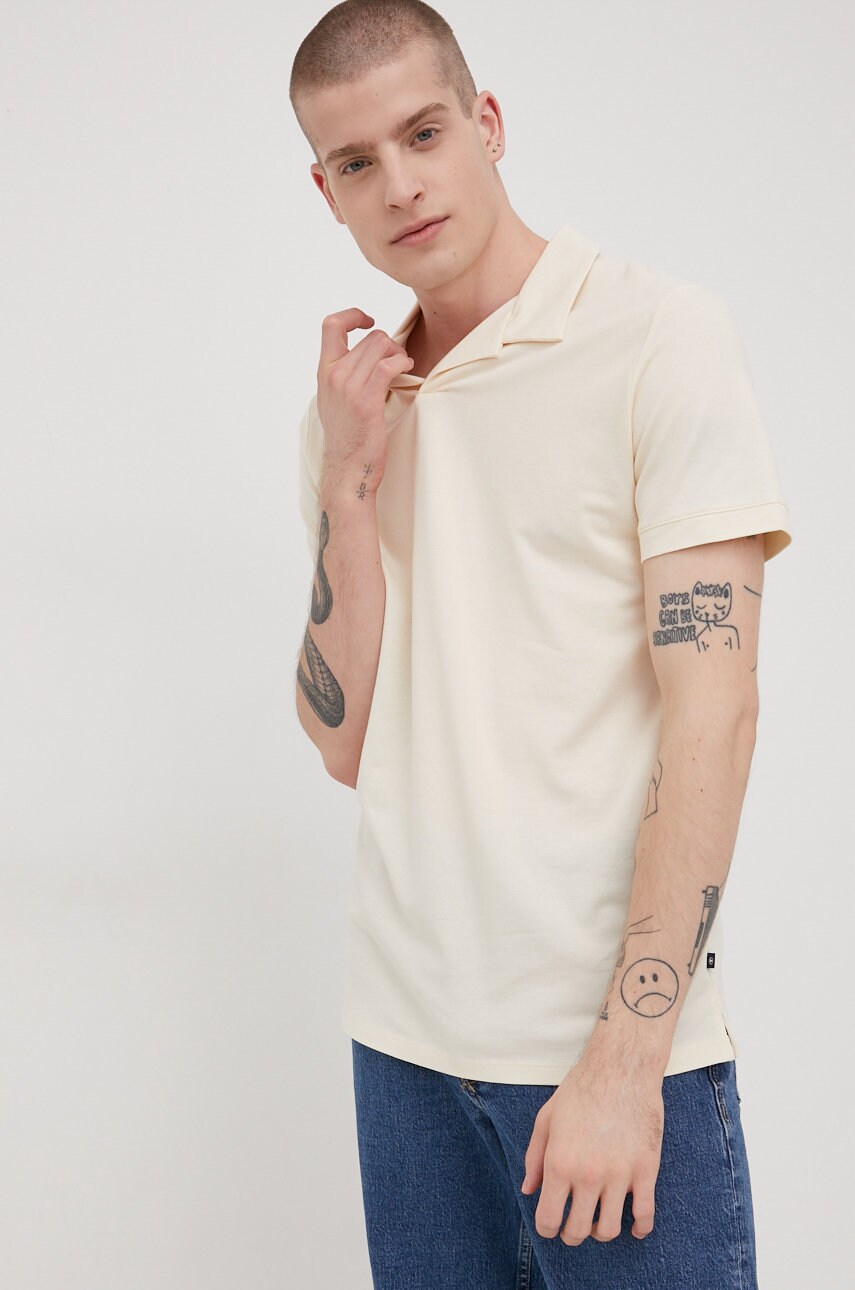 Tom tailor tricou polo barbati, culoarea bej, neted