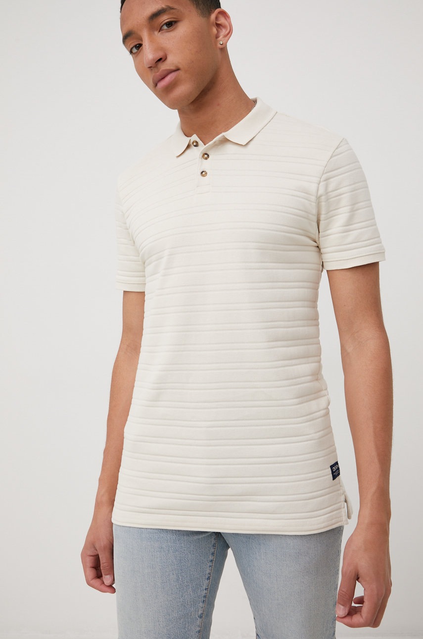 Tom tailor polo de bumbac culoarea bej, neted