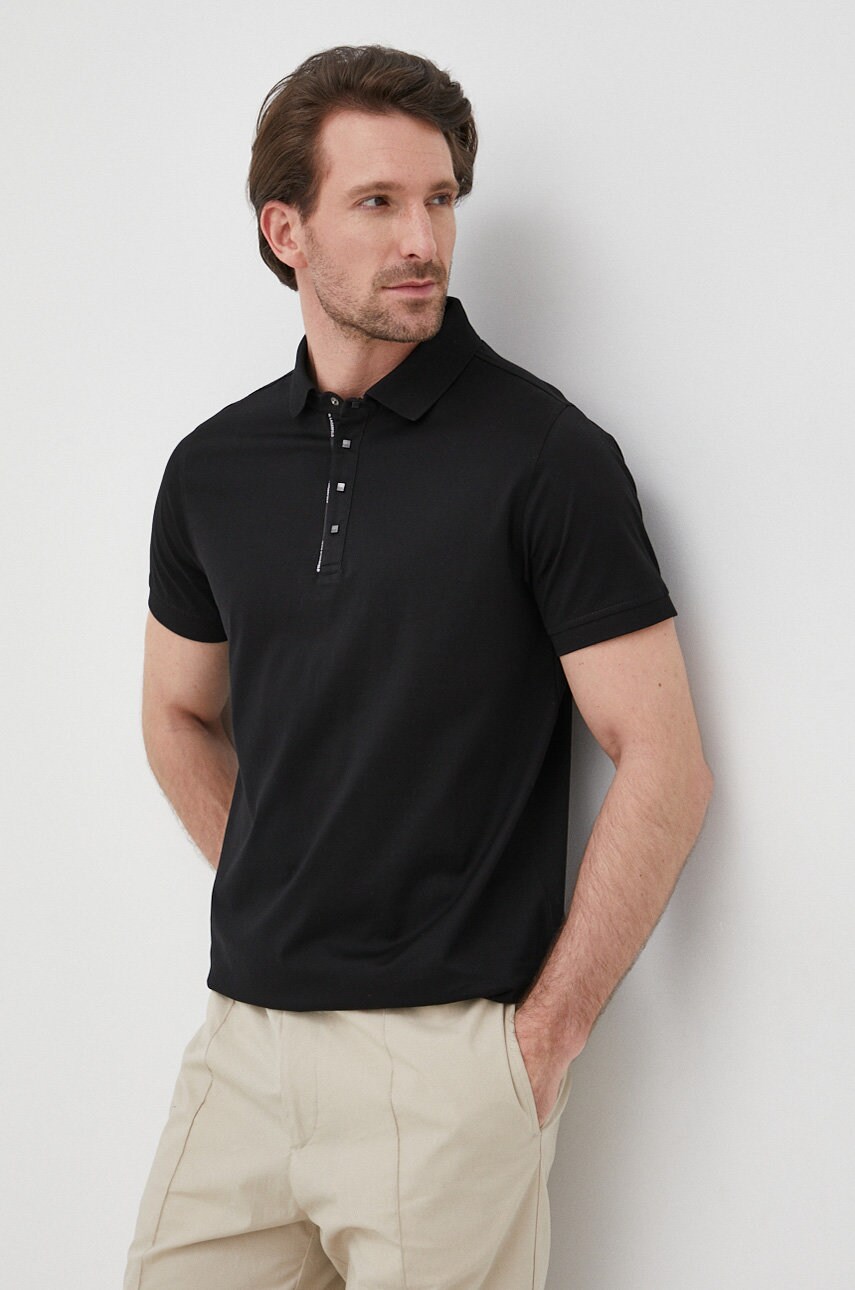 Karl lagerfeld polo de bumbac culoarea negru, neted