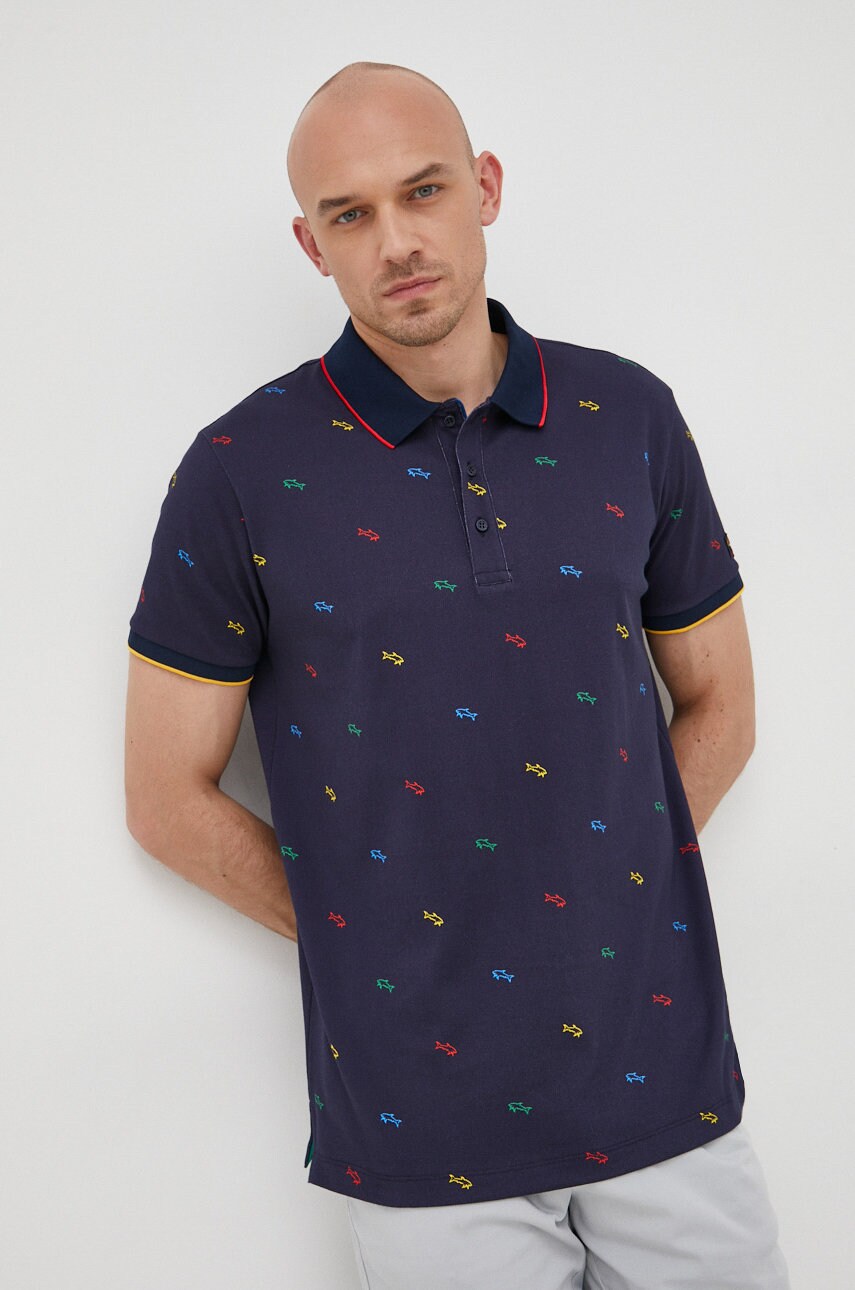 Paul&Shark polo de bumbac culoarea albastru marin, modelator answear.ro