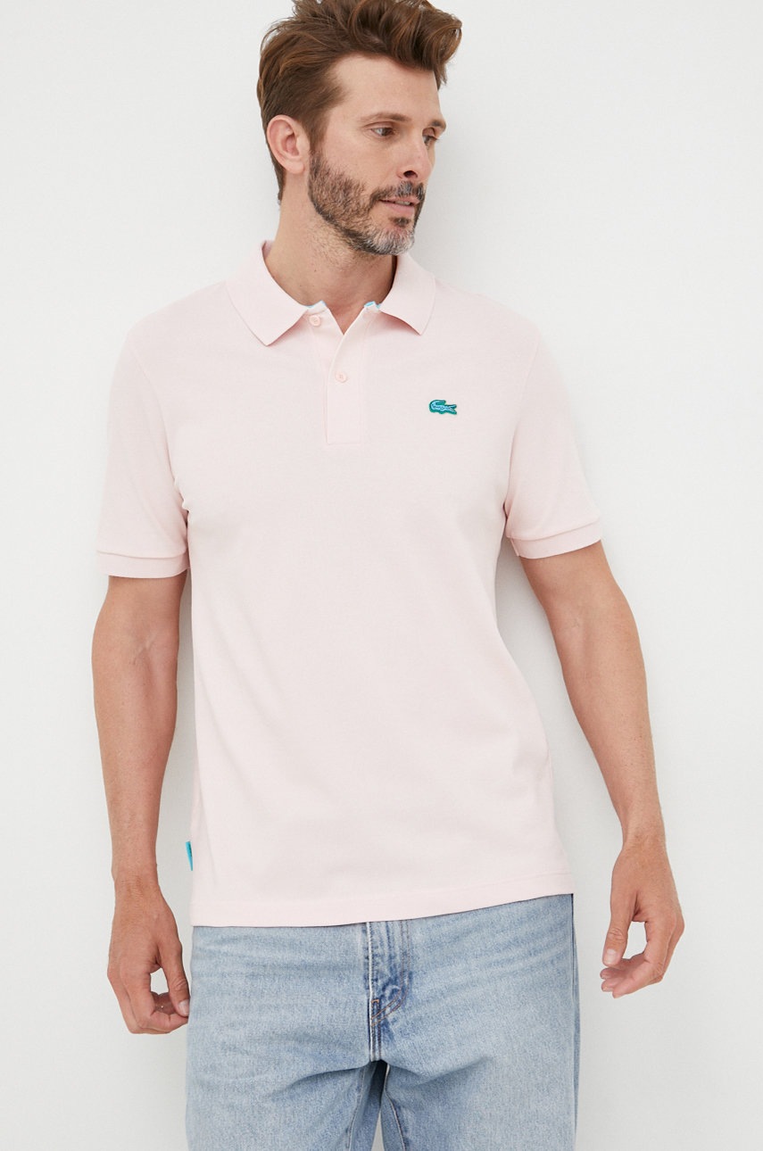 

Хлопковое поло Lacoste цвет розовый однотонный