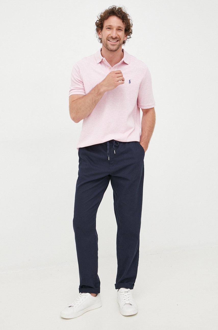 

Хлопковое поло Polo Ralph Lauren цвет розовый однотонный