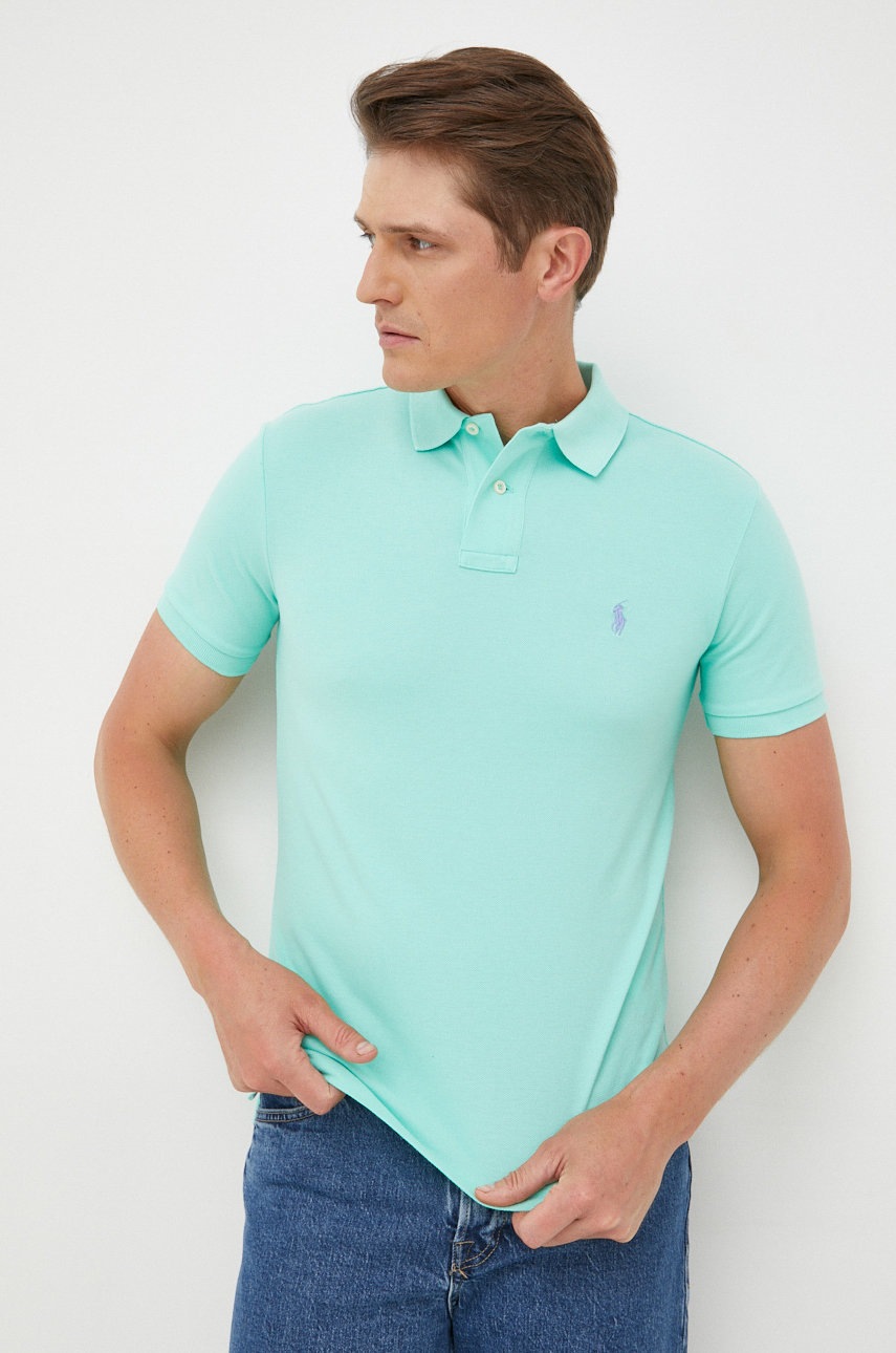 

Бавовняне поло Polo Ralph Lauren колір зелений однотонний