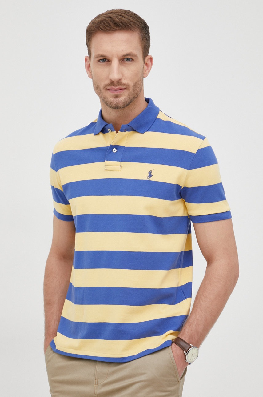 

Бавовняне поло Polo Ralph Lauren колір жовтий візерунок
