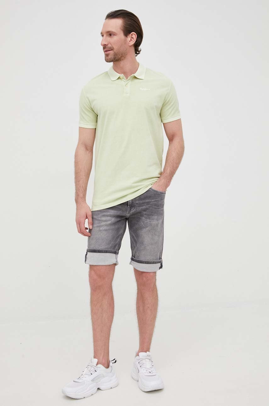 

Бавовняне поло Pepe Jeans Vincent Gd N колір зелений однотонний