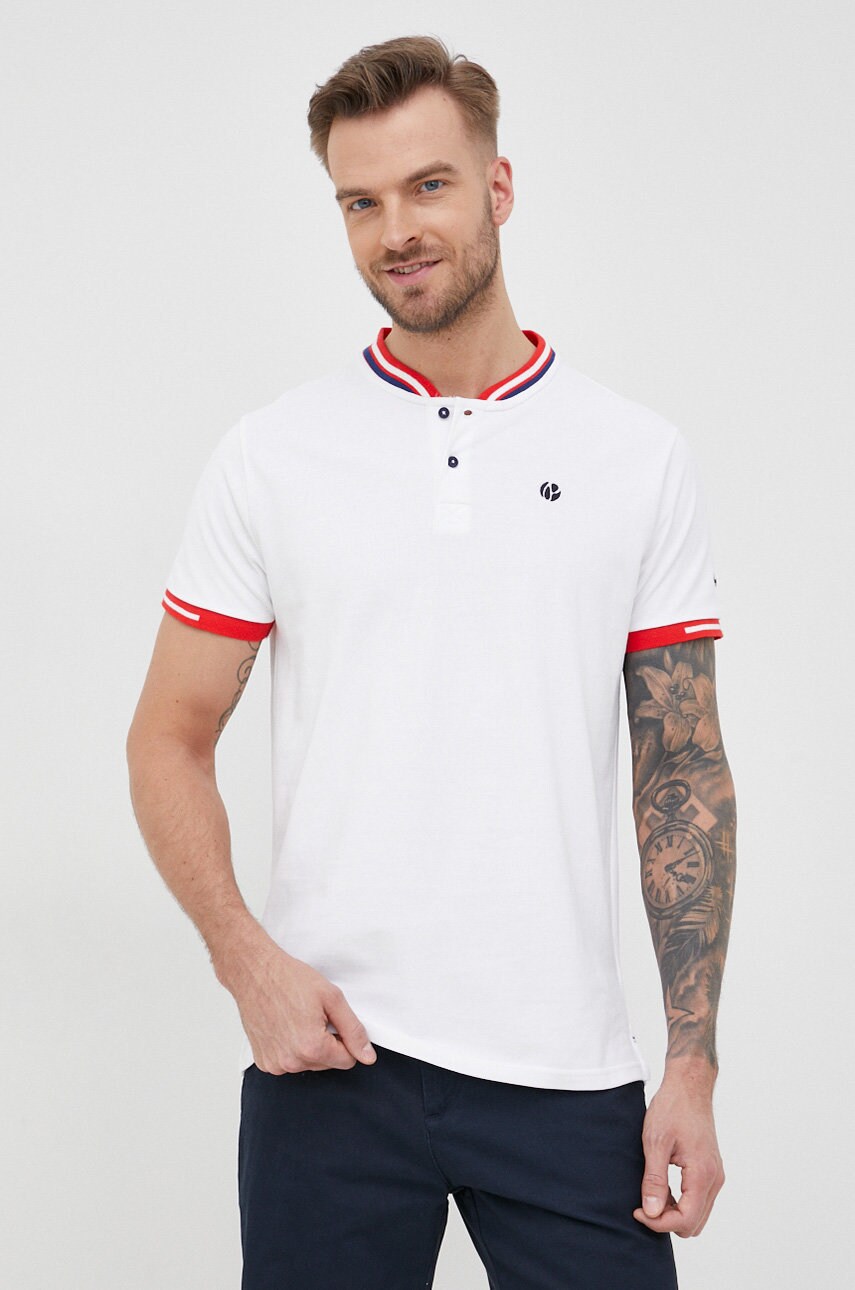 Pepe jeans polo de bumbac falcon culoarea alb, cu imprimeu