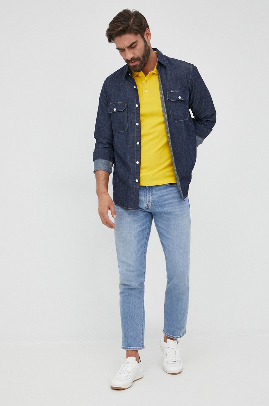 

Бавовняне поло Pepe Jeans Vidal колір жовтий однотонне