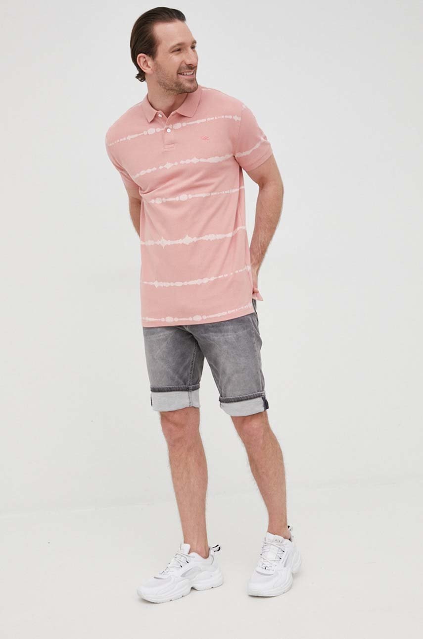 

Хлопковое поло Pepe Jeans Farrell цвет розовый узорное