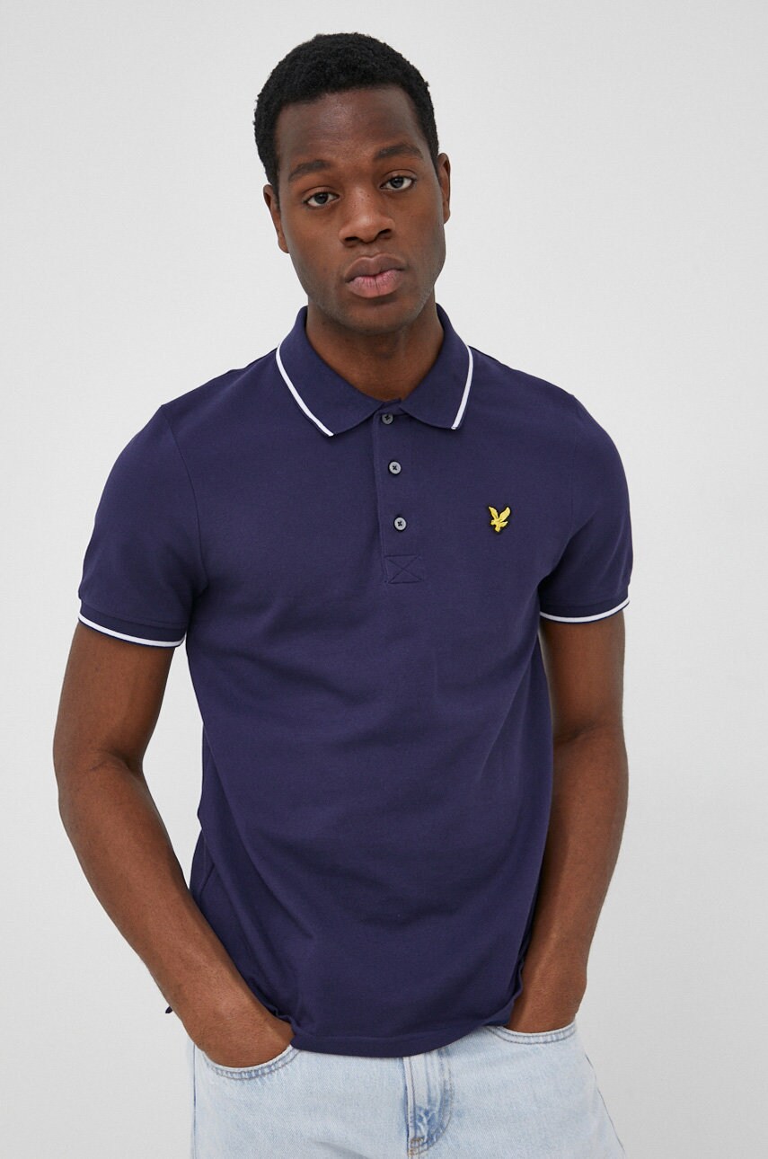Lyle & scott tricou polo barbati, culoarea albastru marin, neted
