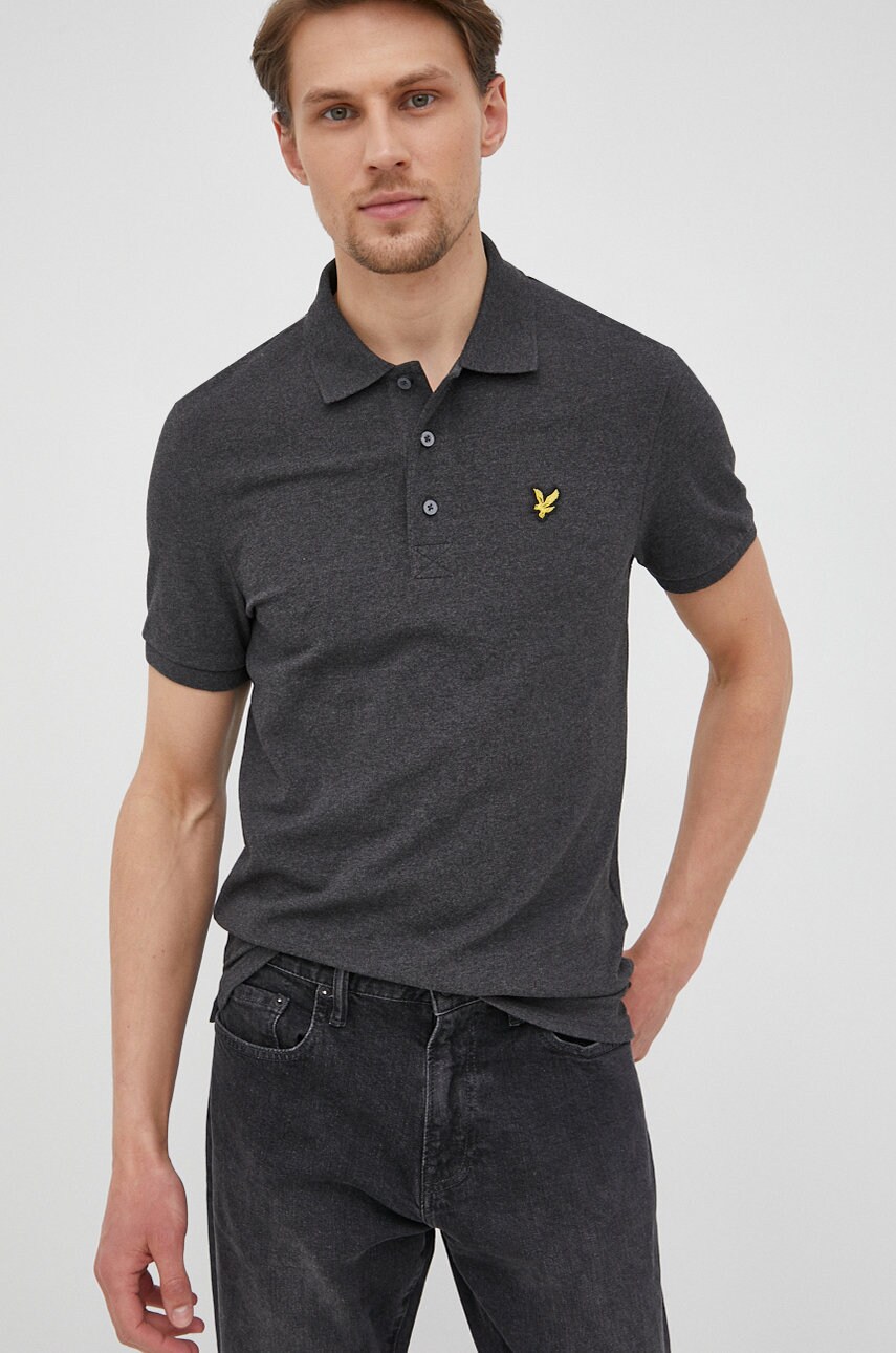 Lyle & scott tricou polo barbati, culoarea gri, melanj