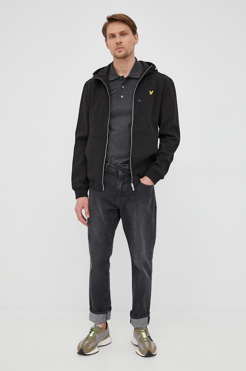 

Поло Lyle & Scott мужской цвет серый меланж