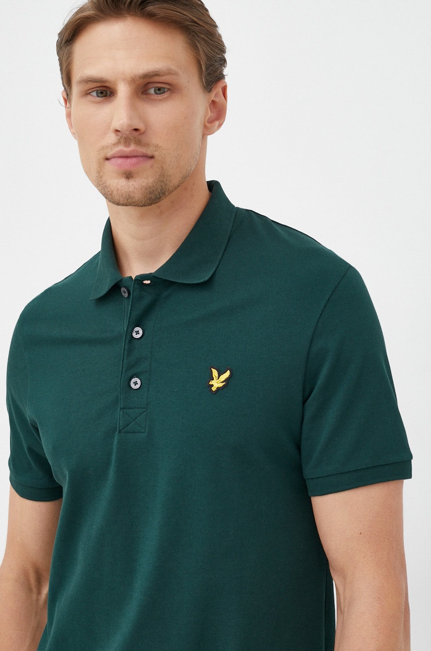 

Тениска с яка Lyle & Scott в зелено с изчистен дизайн, Зелен