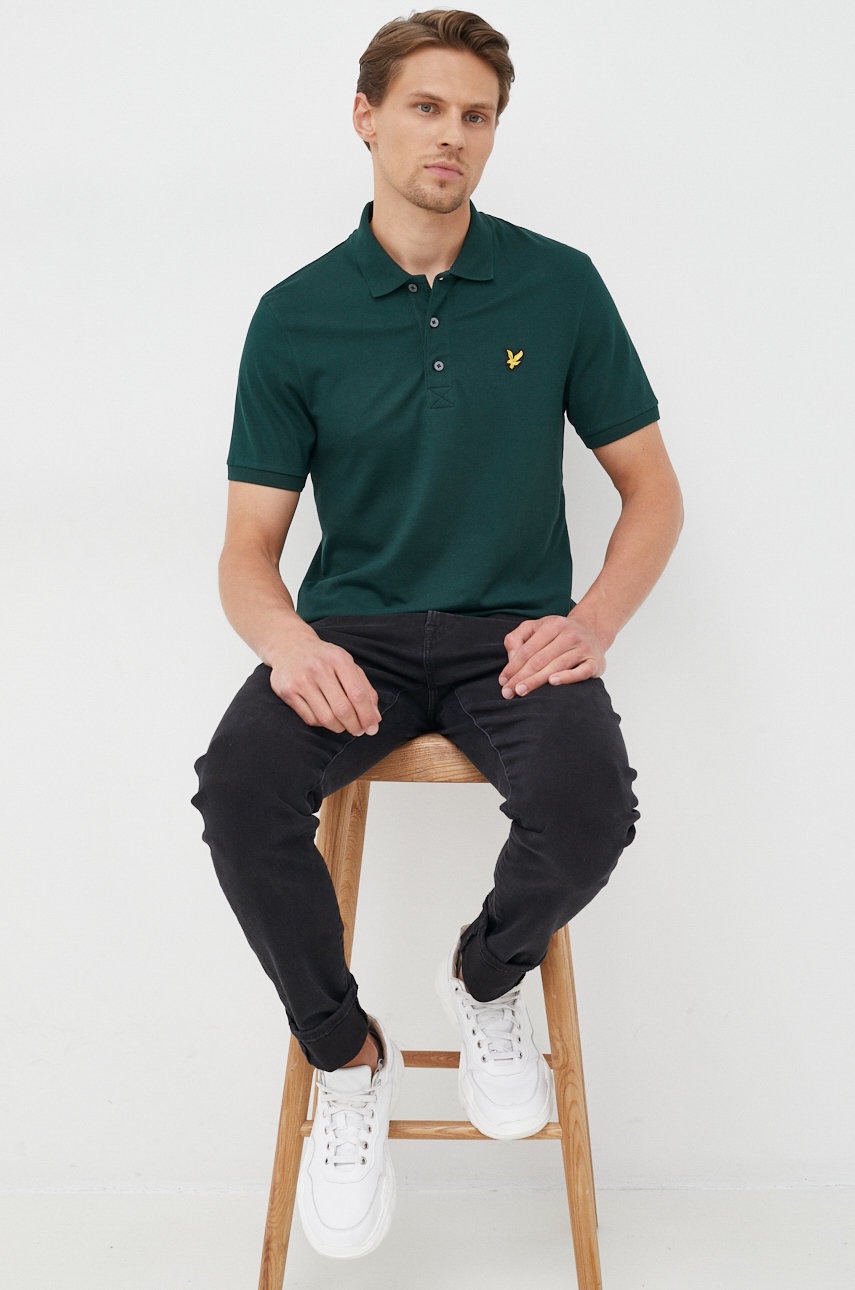 

Поло Lyle & Scott чоловічий колір зелений однотонний