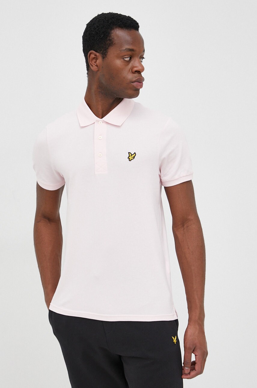 Lyle & scott tricou polo barbati, culoarea roz, neted