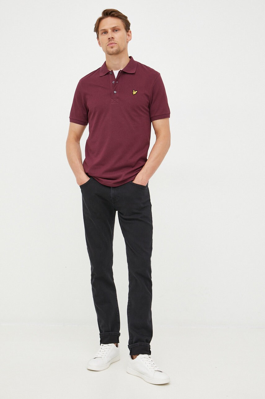 Lyle & scott tricou polo barbati, culoarea violet, neted