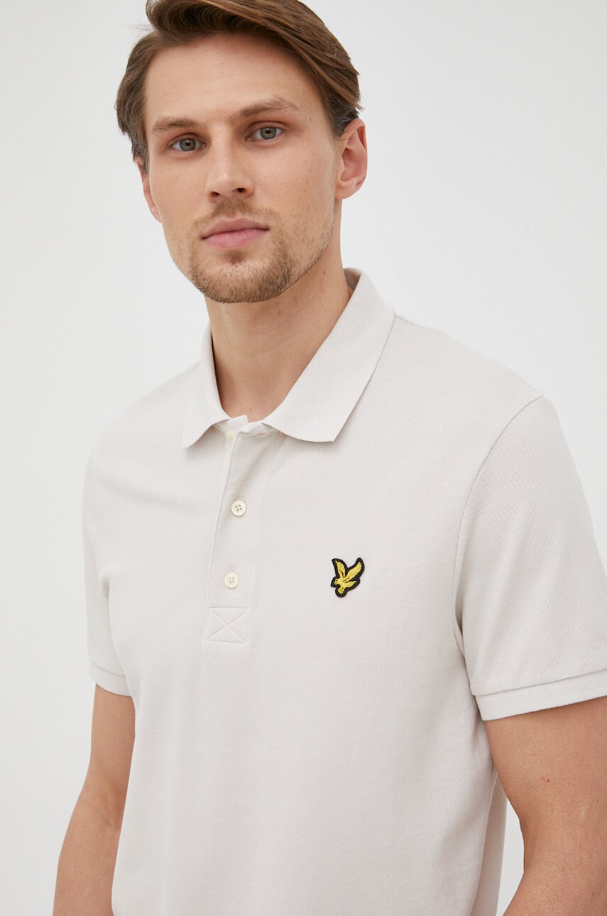 Lyle & scott tricou polo barbati, culoarea bej, neted